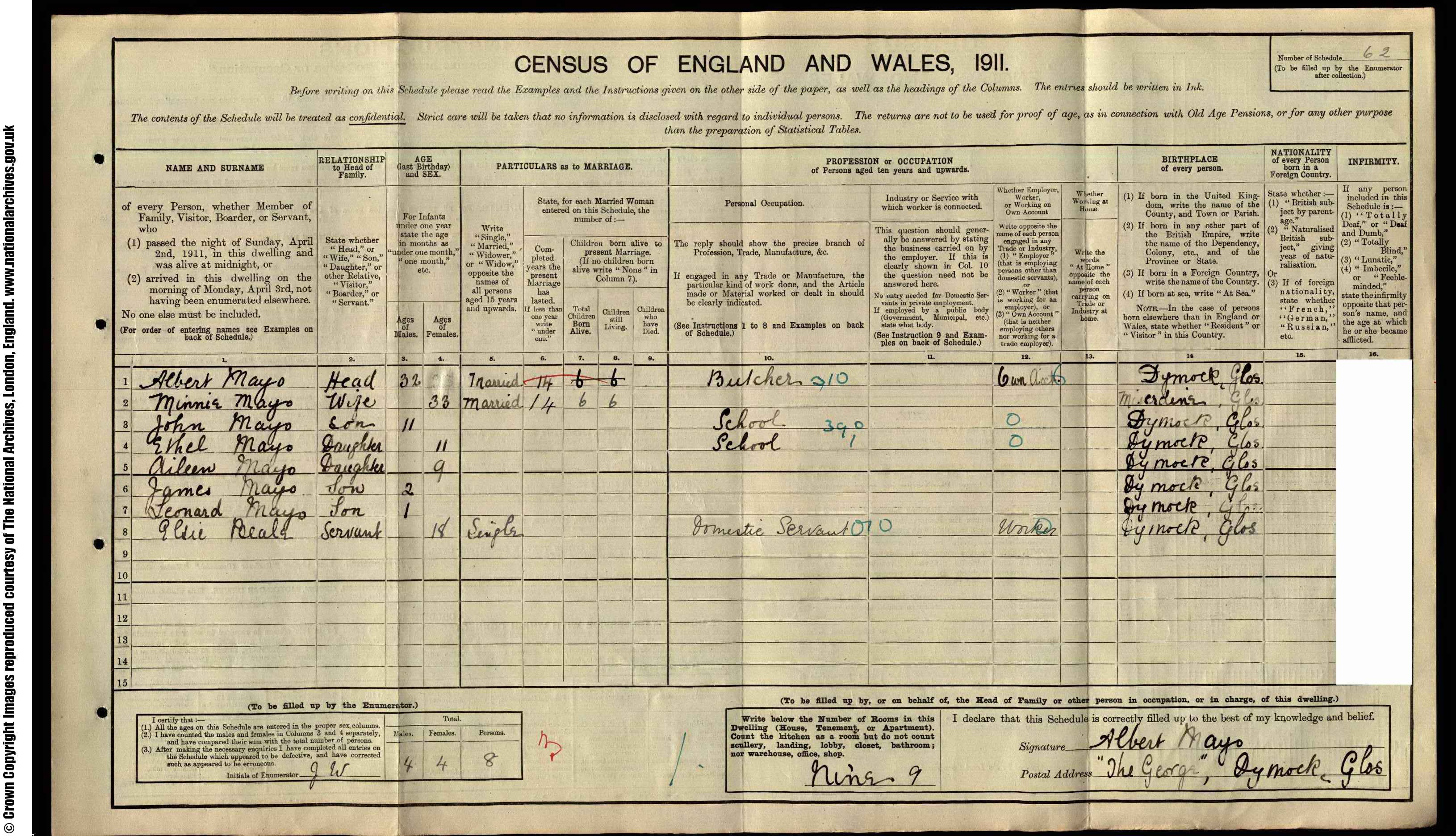 1911: The George Dymock Gloucestershire, Gloucestershire