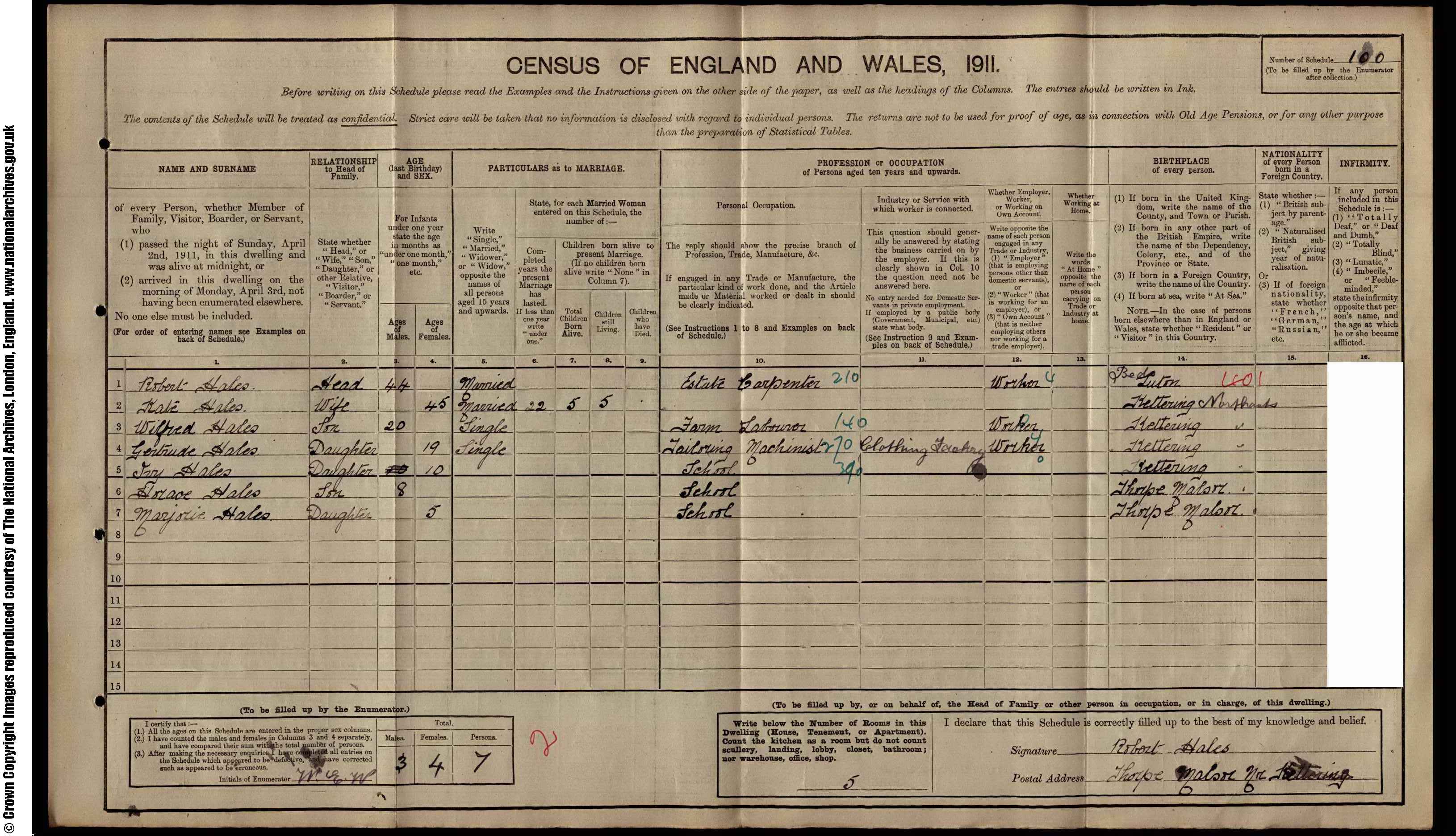 1911: Thorpe Malsor Kettering, Northamptonshire