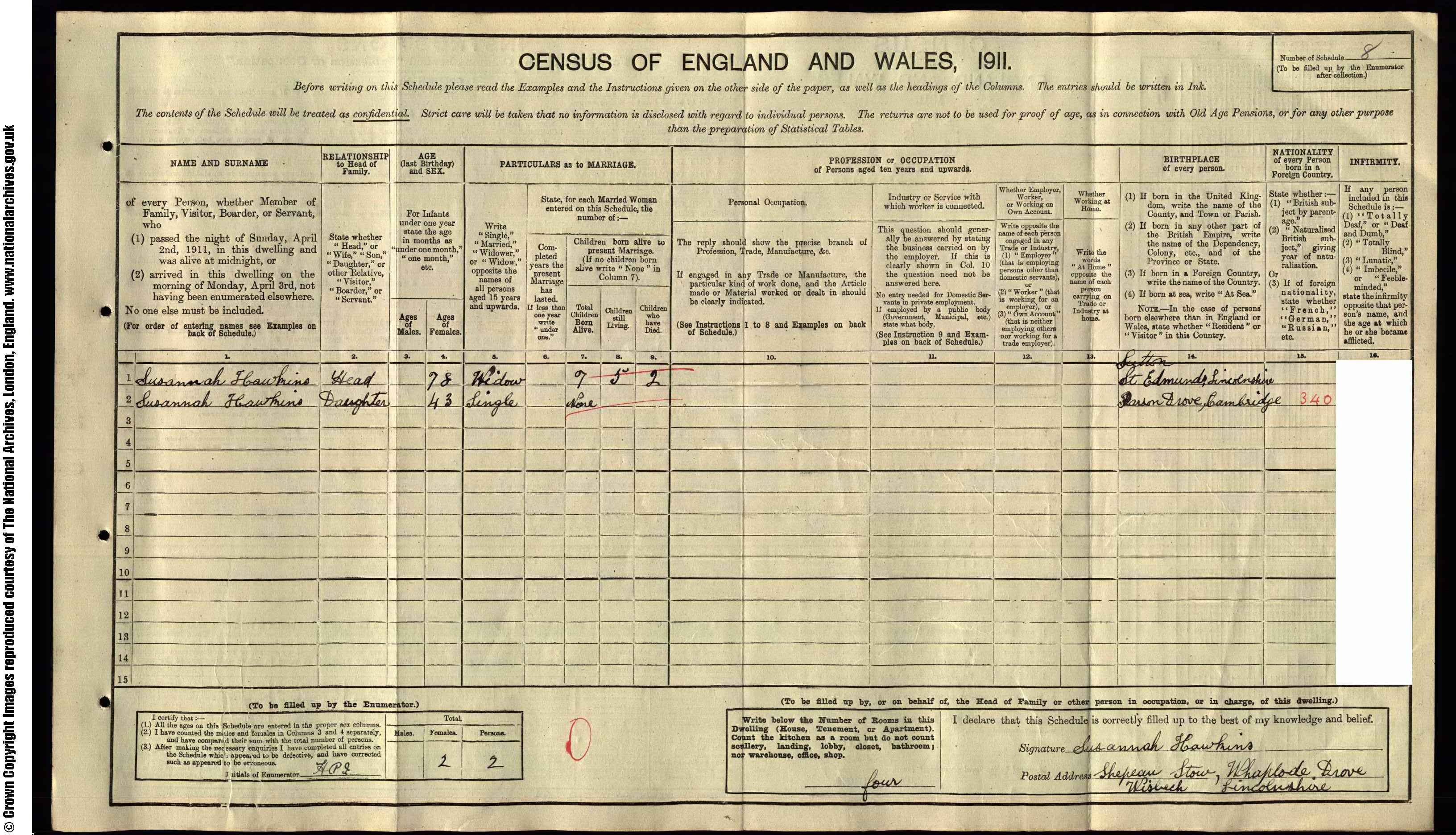 1911: Whaplode Drove Wisbech, Lincolnshire