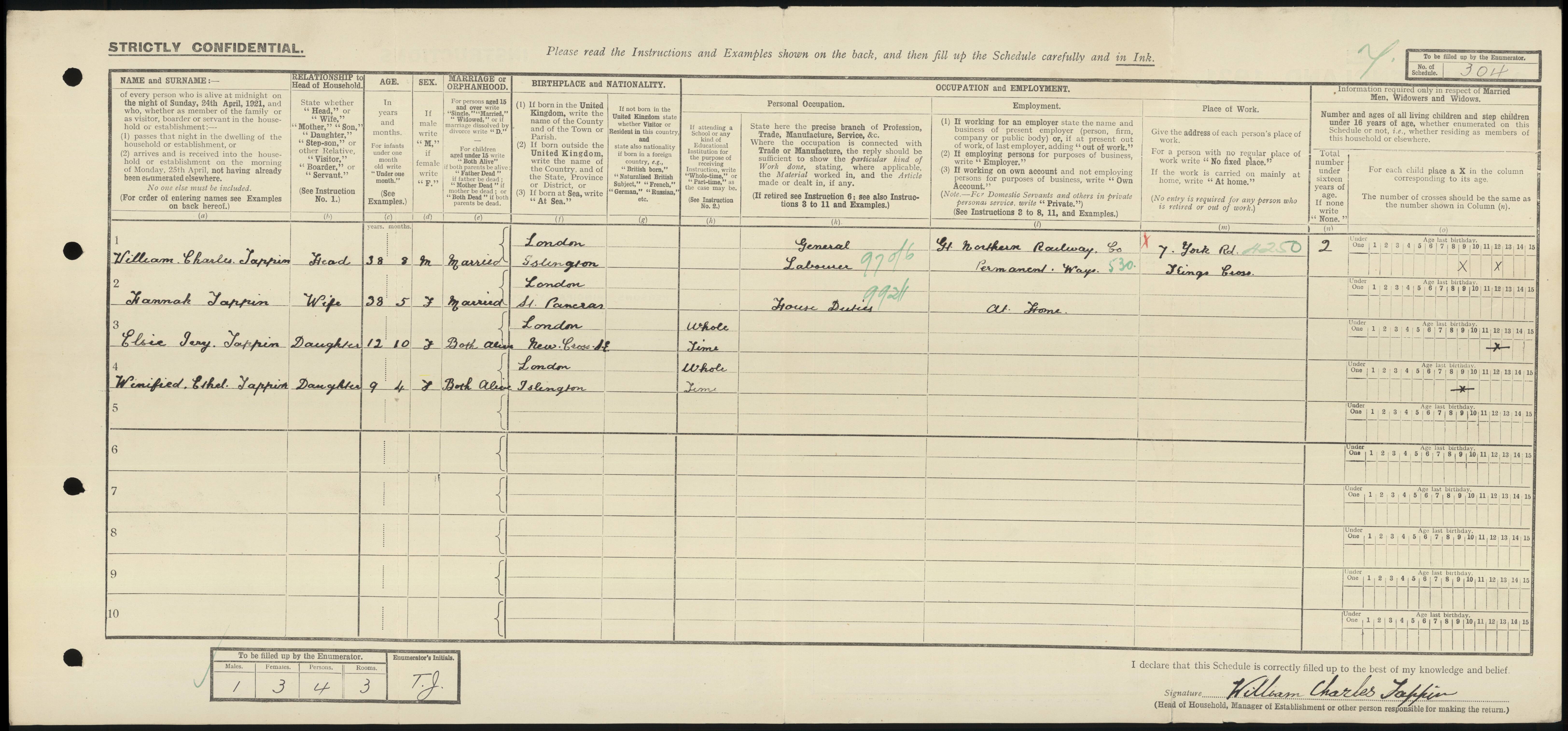 1921: 25 Nailour Street, Islington, London