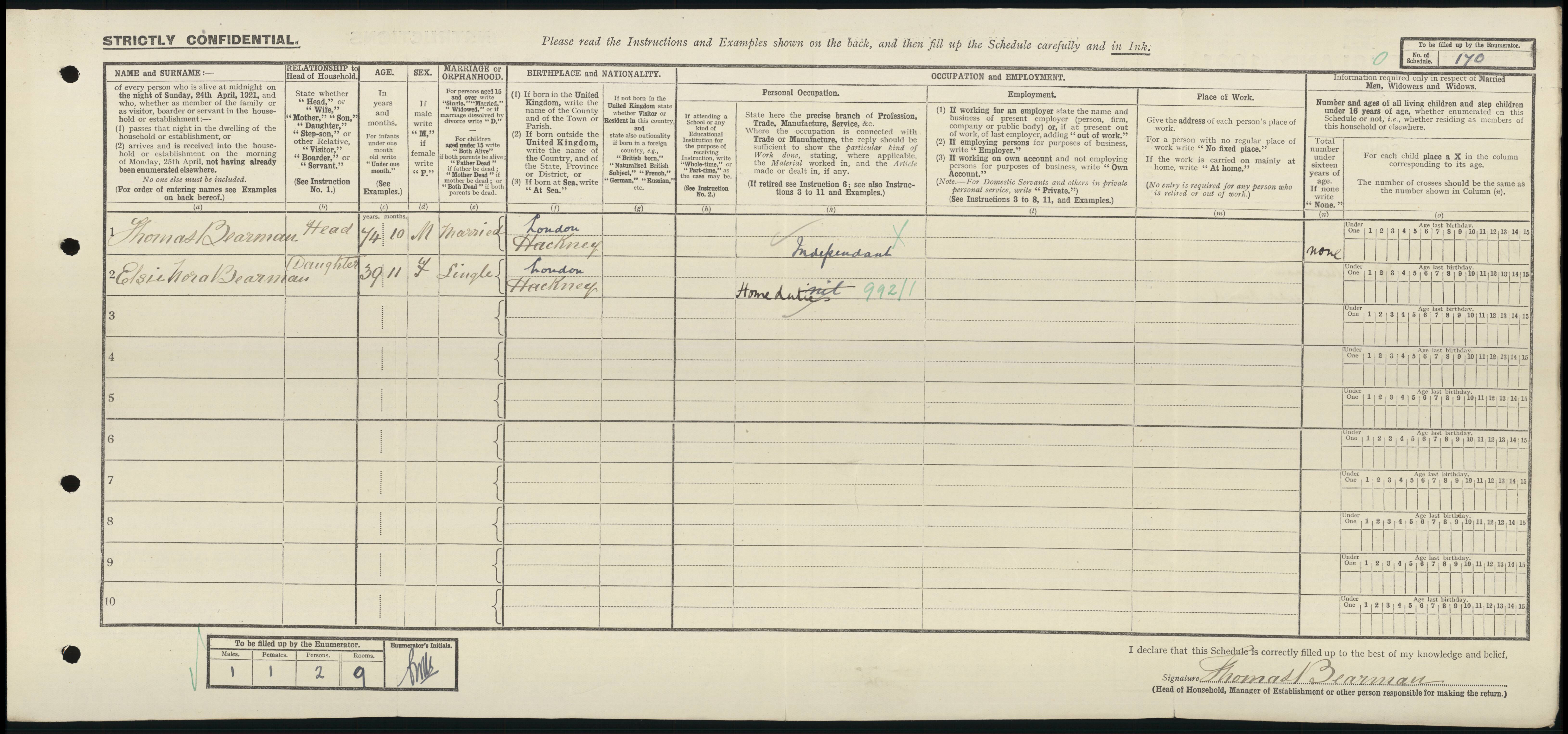 1921: 8 Tudor Road, Hackney, London