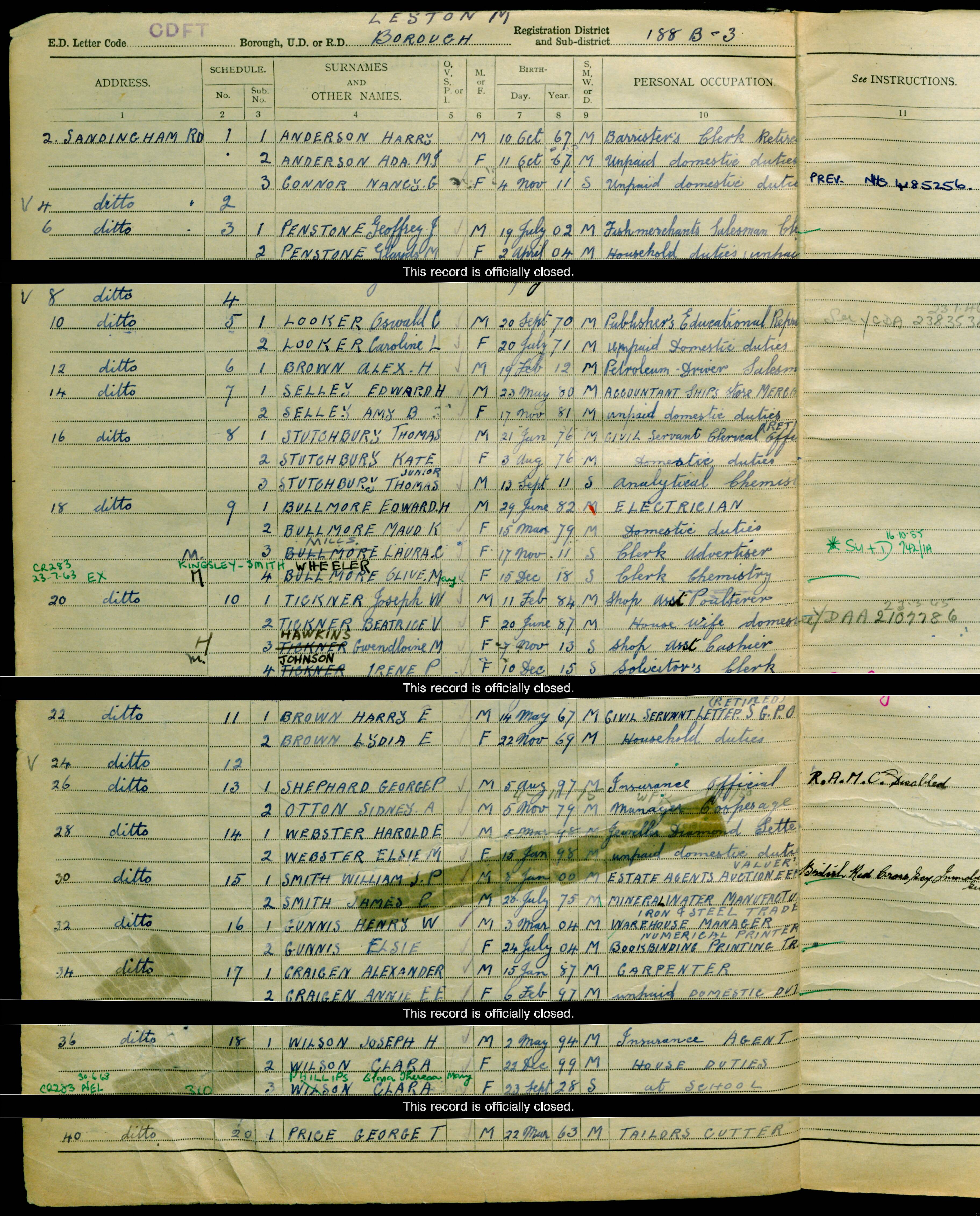 1939: 16 Sandringham Road, Leyton, Essex