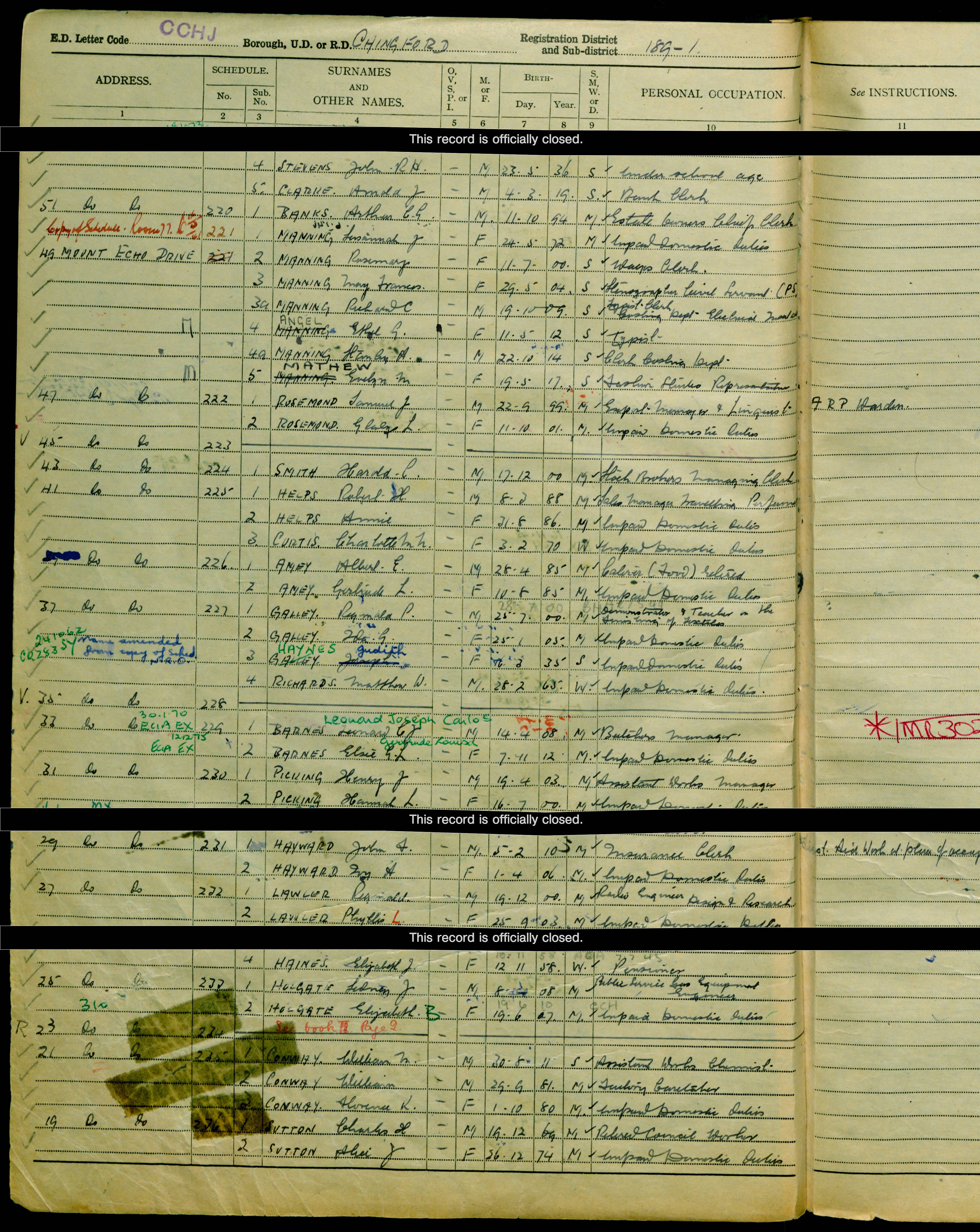 1939: 27 Mount Echo Drive, Waltham Forest, Chingford, Essex