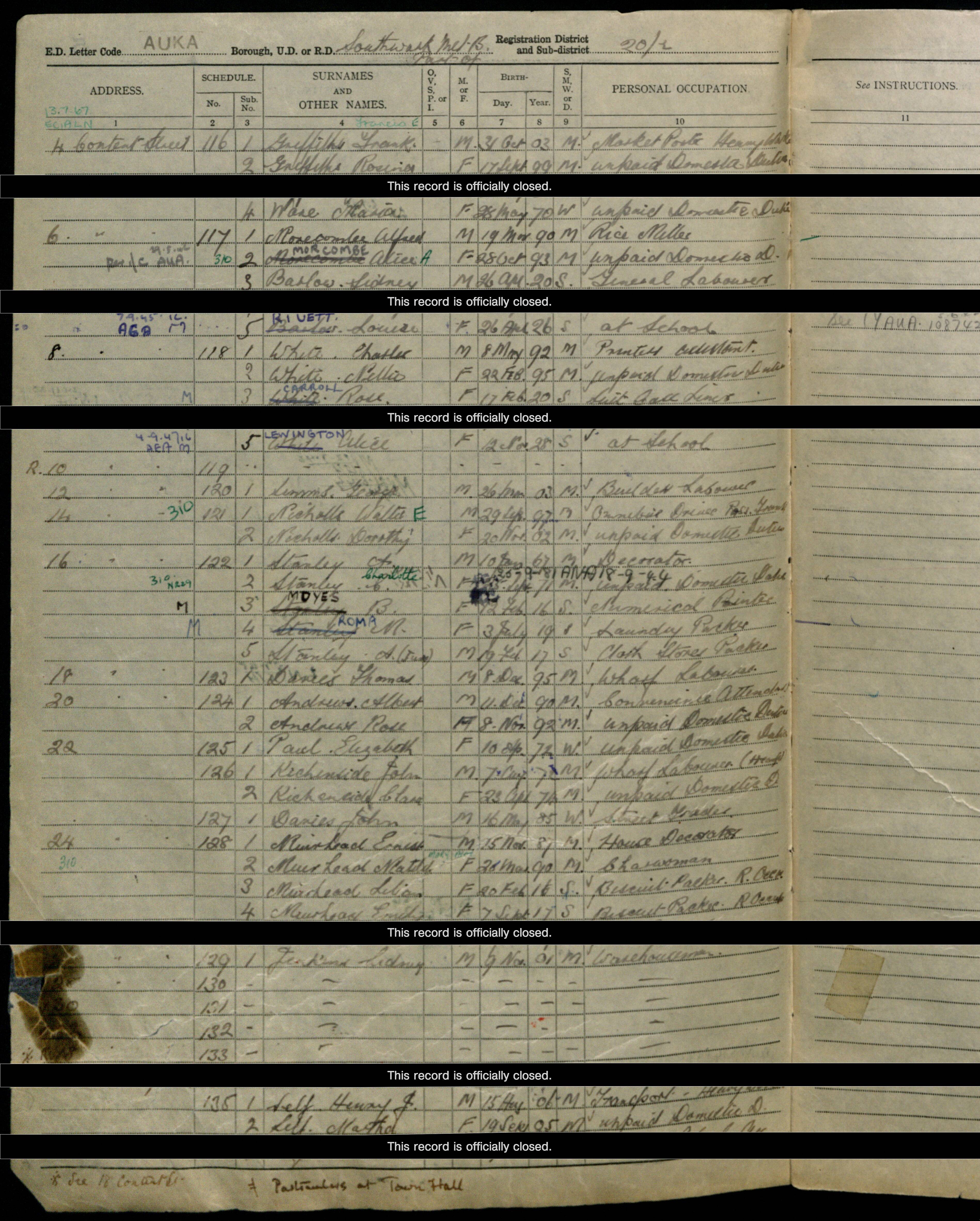 1939: 41 Browning Street, Elephant And Castle — 3, 