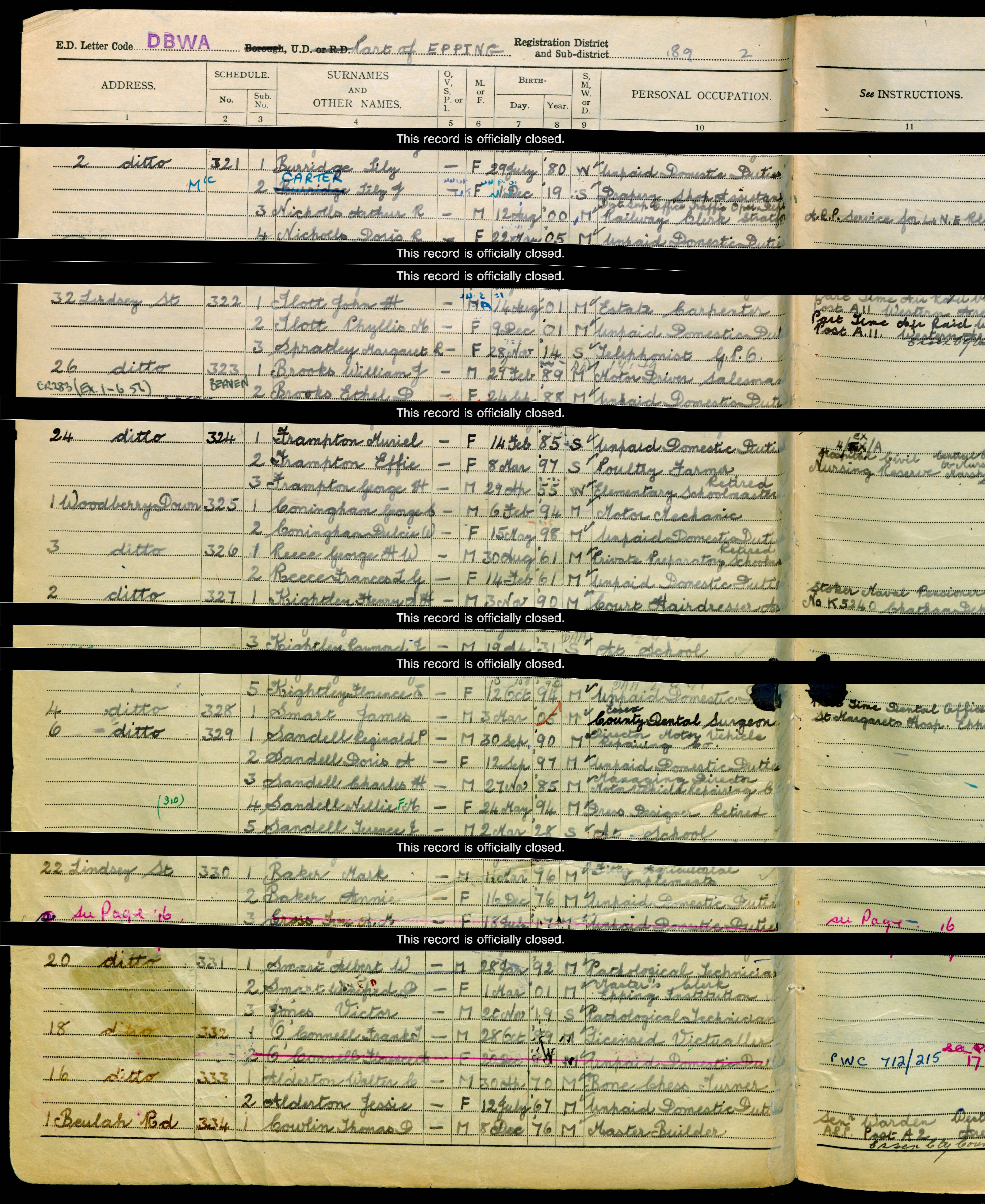 1939: 6 Woodberry Down, Epping, Essex