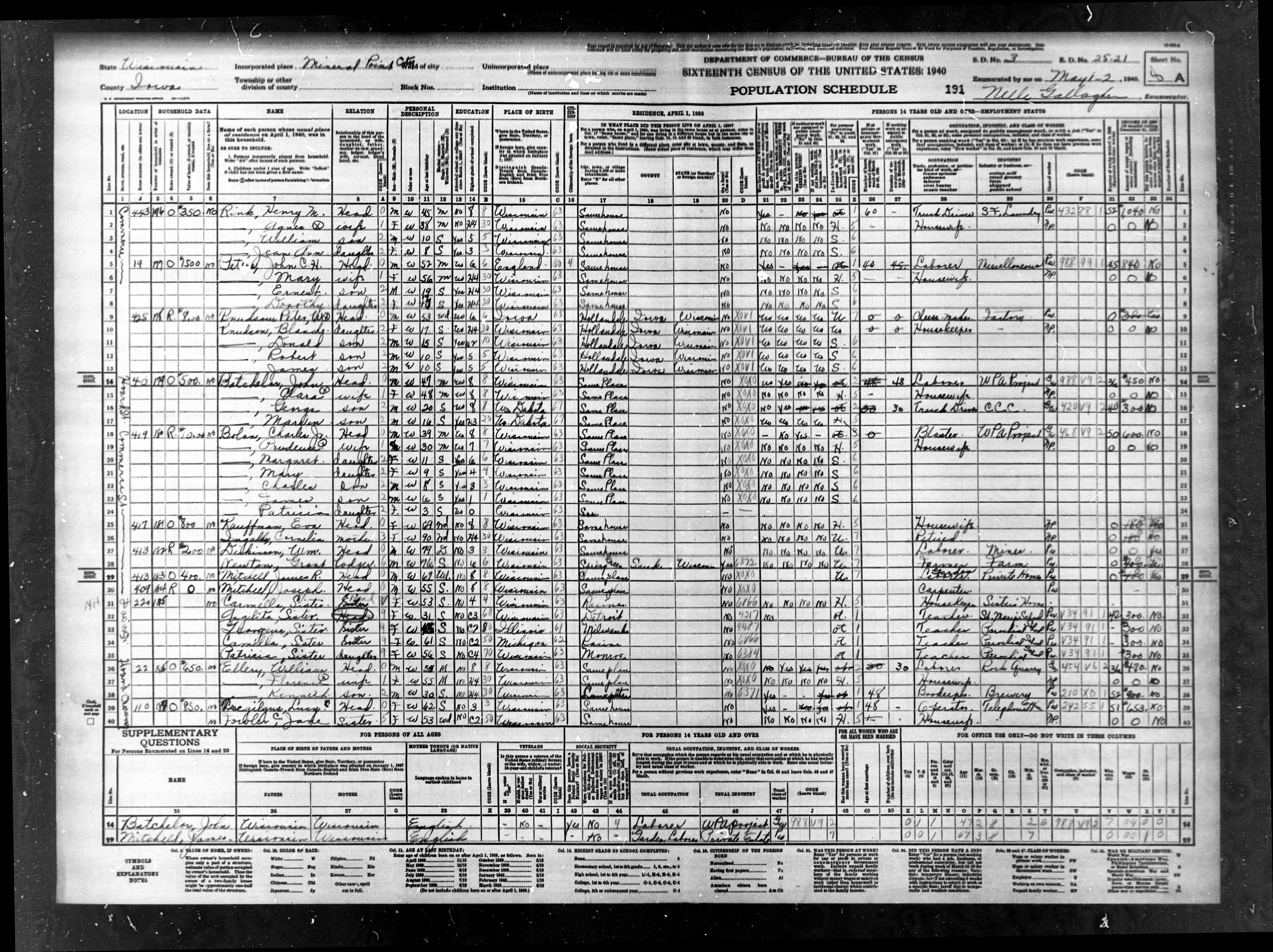 1940: Mineral Point, Iowa, Wisconsin, Wisconsin