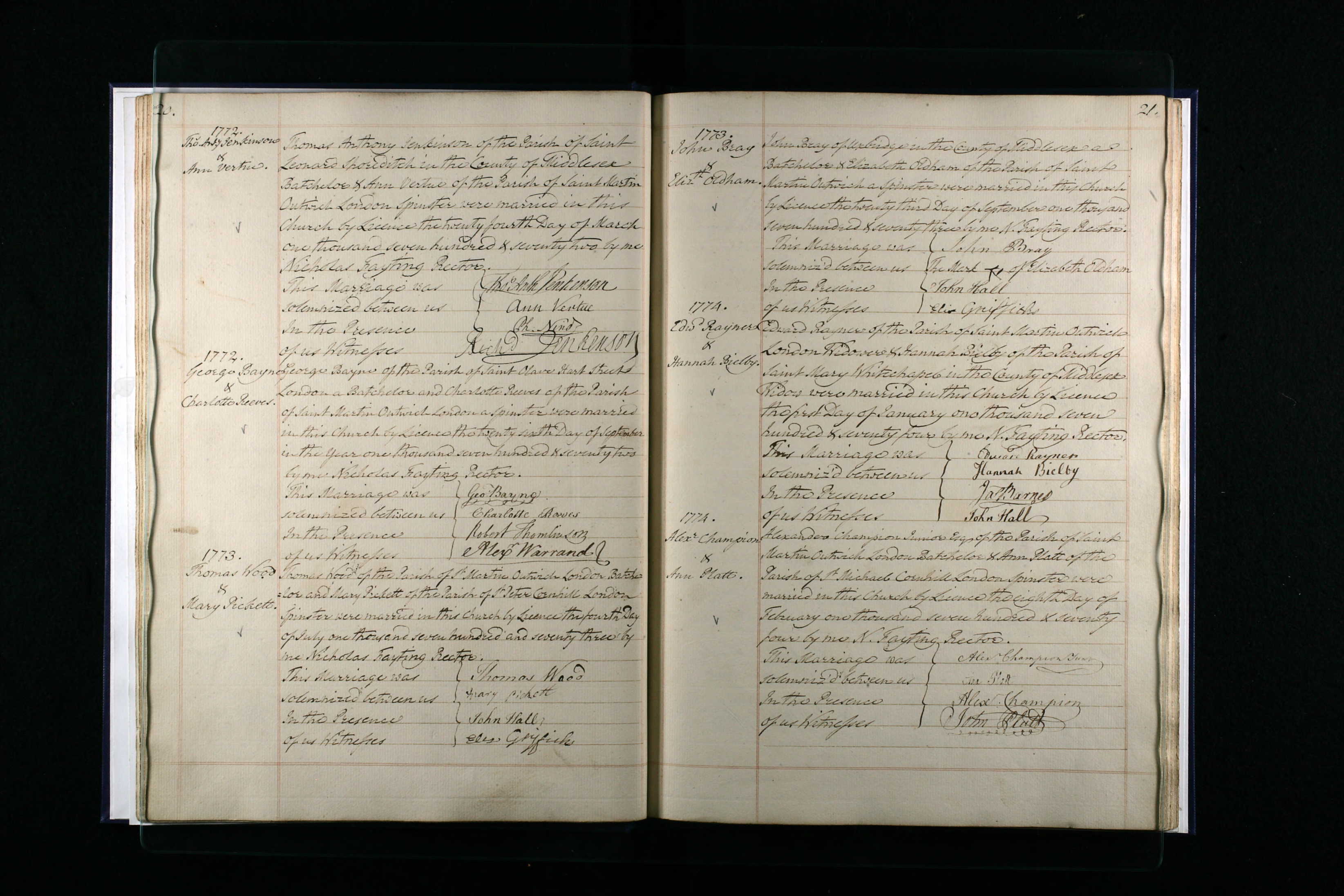 1772 marriage of Ann Vertue to Thomas Anthony Jenkenson