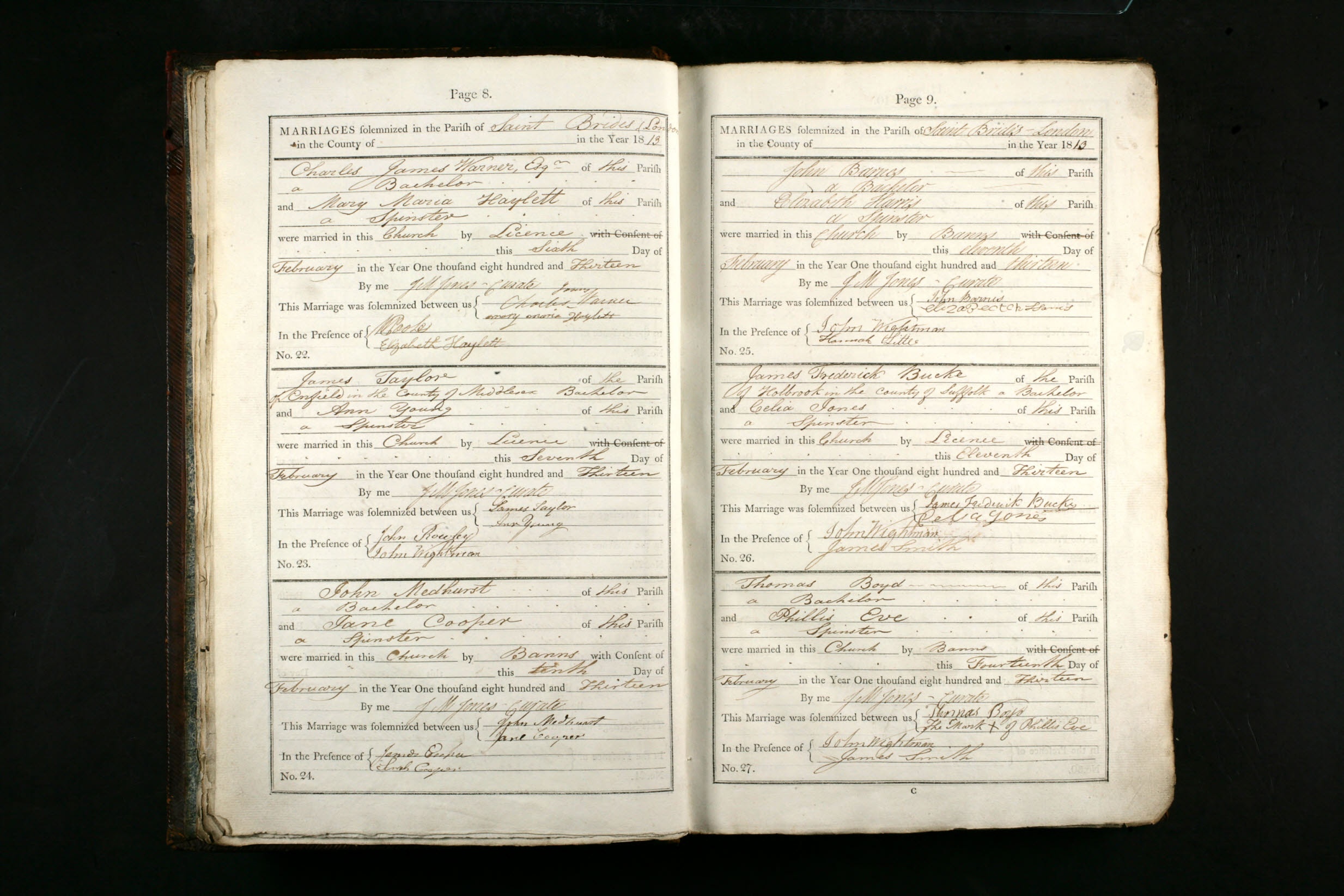 1813 marriage of Phillis Eve to Thomas Boyd