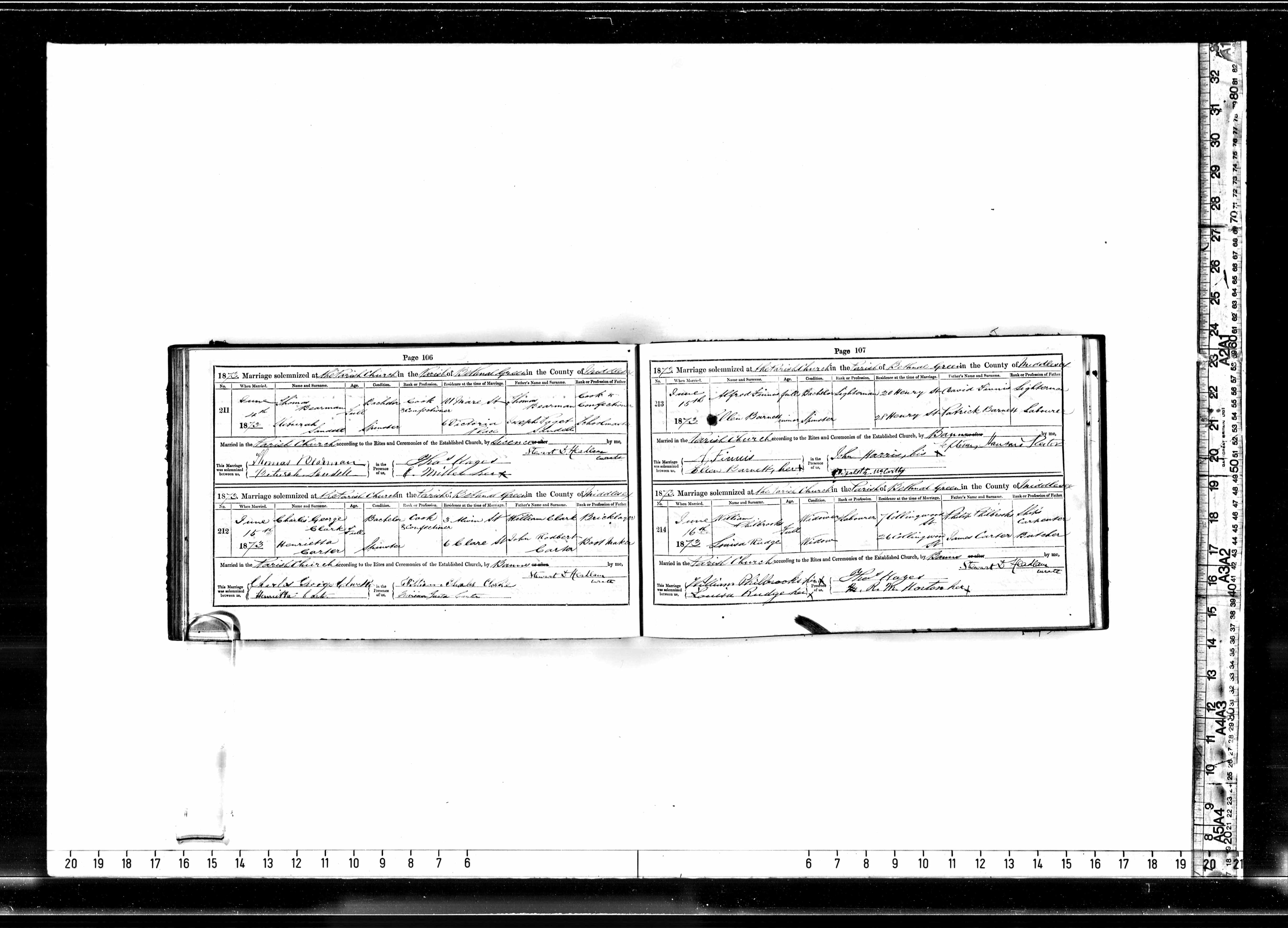 1873 marriage of Keturah Sandell to Thomas Bearman