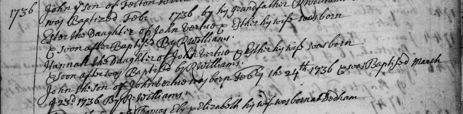 1736 baptism, Esther Vertue