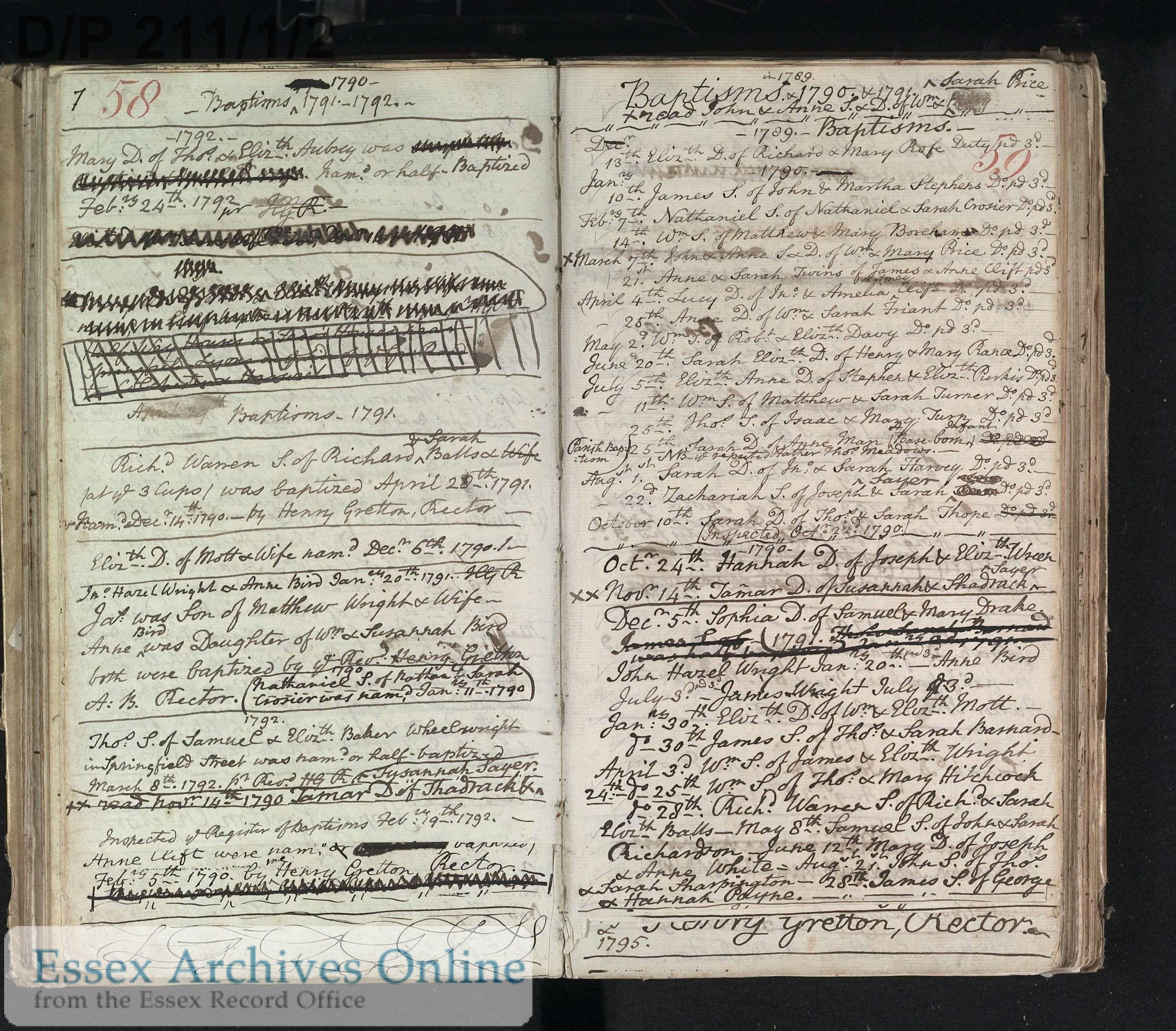 1791 baptism April 28th of Richard Warren Balls, also revealing his father was patron of 3 Cups, and that he was named December 14 1790. The other side of the page has a shorter record of the same event, which does suggest that Sarah had the middle name Elizabeth. No other records seem to confirm this. 