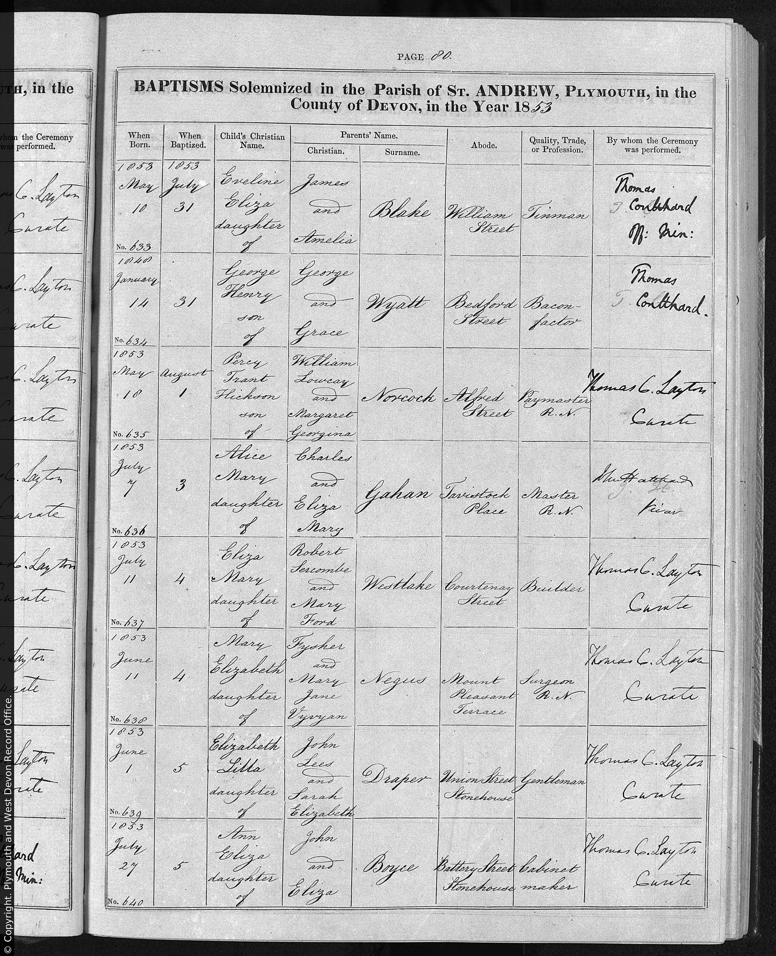 1853 baptism, Alice Mary Gahan