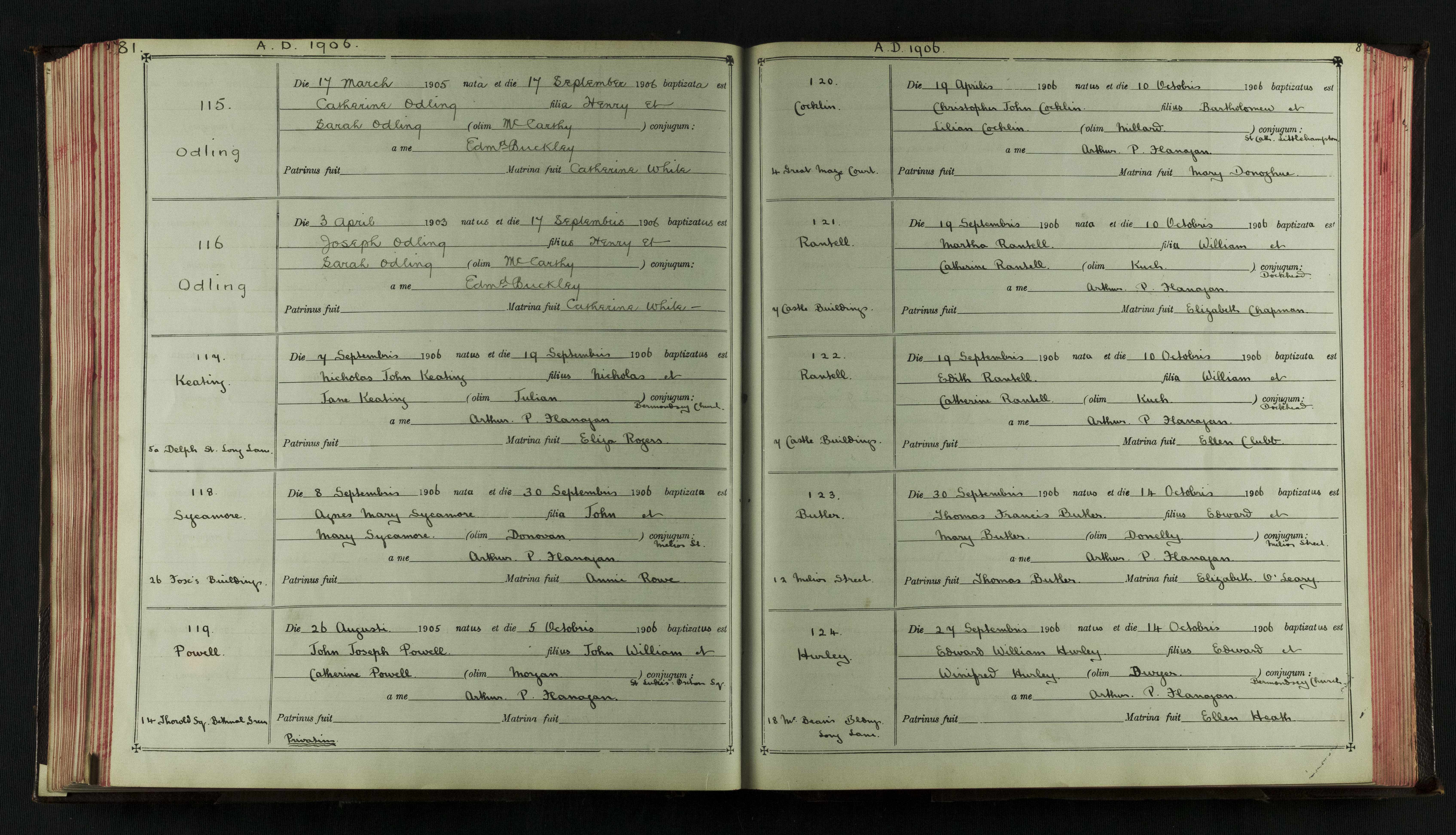 1906 baptism, Edith Rantell