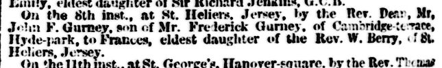 Marriage notice from the Evening Mail of 12 Nov 1845