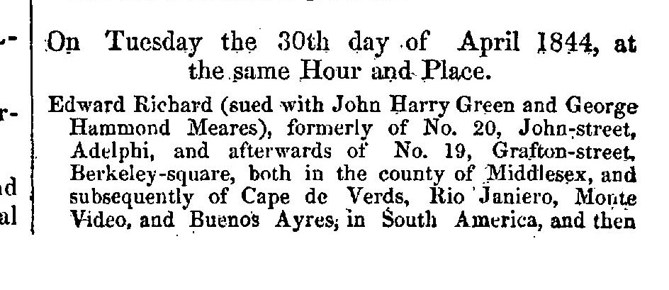 George Hammond Meares, in the news for the wrong reasons 1844