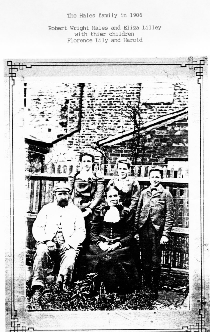 Robert and Eliza Hales with children Florence, Lily and Harold in 1906