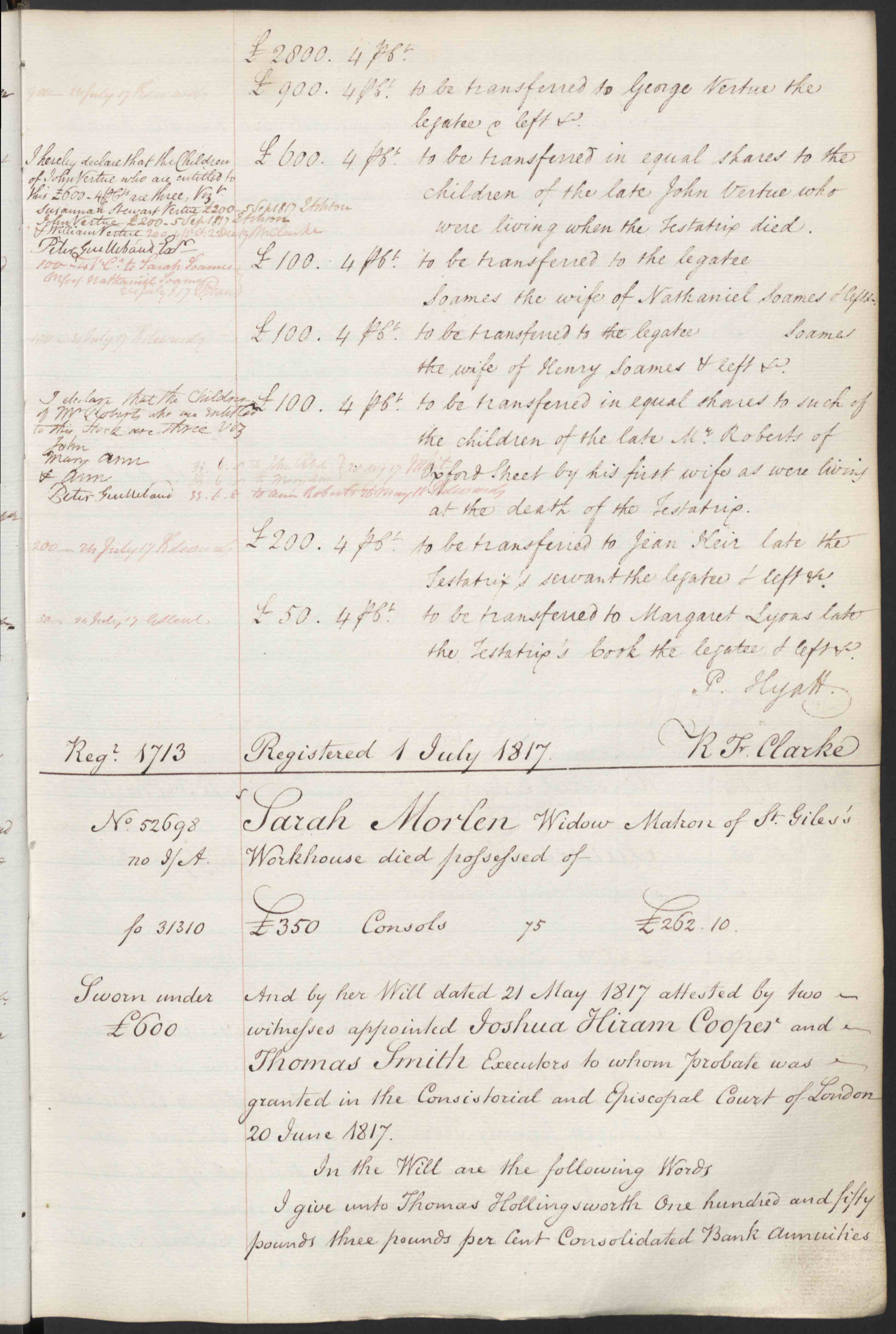 Hannah Vertue’s will dated 1817, page 9