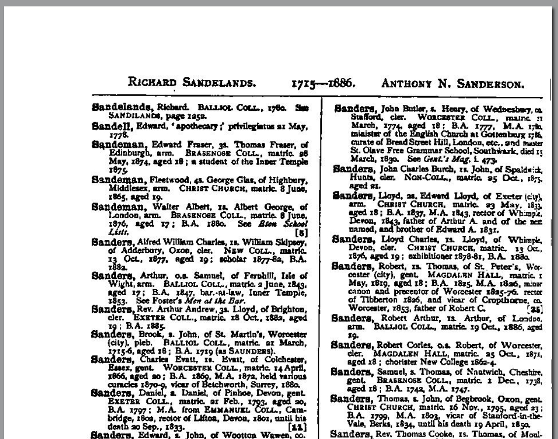 Edward Sandell privilegiatus - the privileges of the University of Oxford via matriculation, awarded to its own trades people (who did not need to serve an apprenticeship)