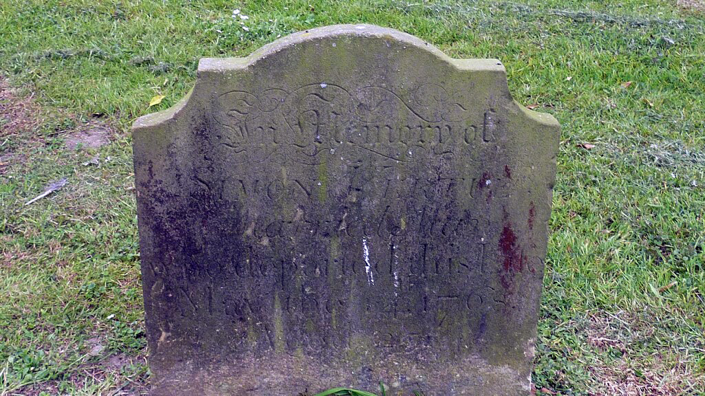 The gravestone of Simon Vertue, who died 1768