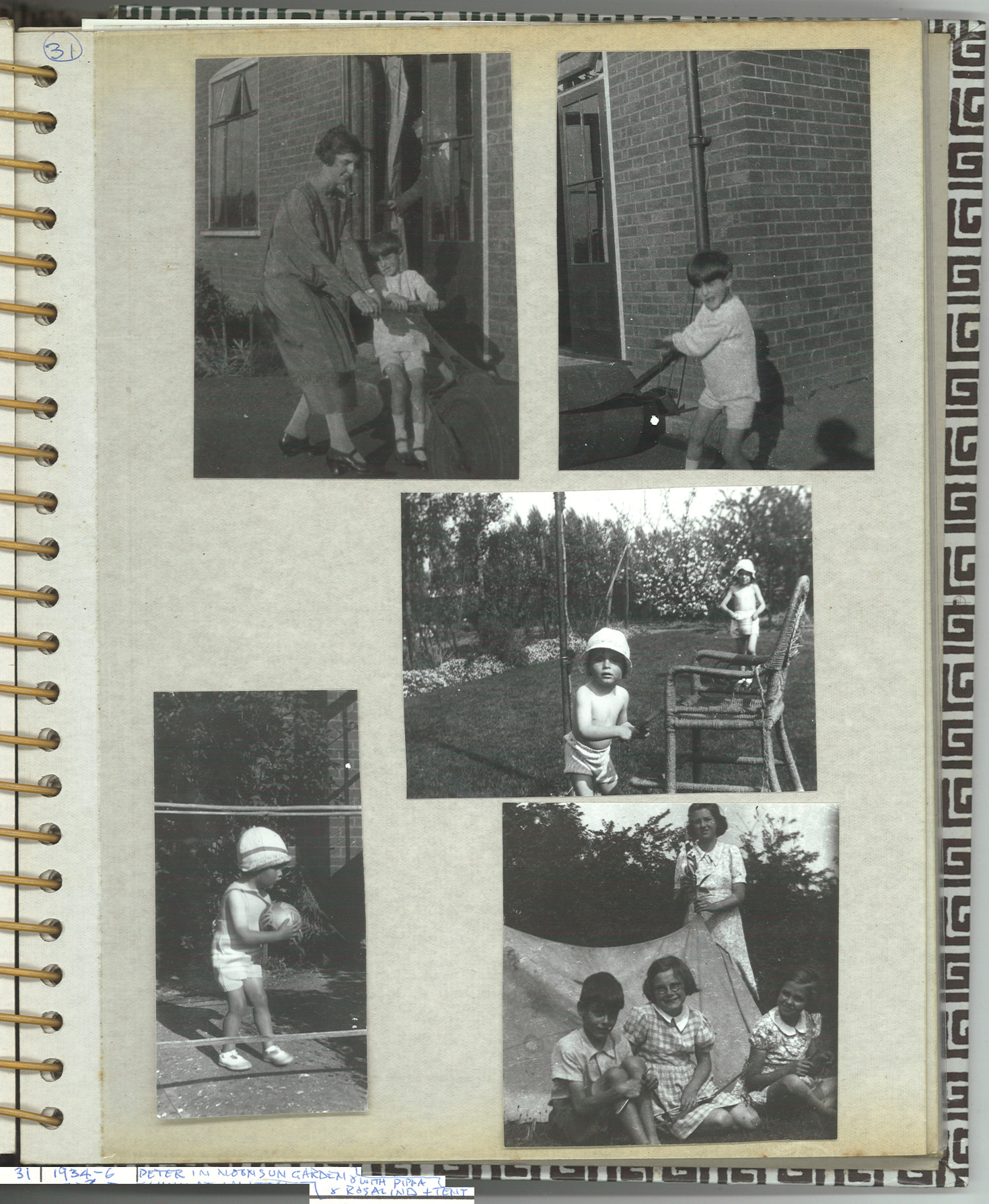 P31: Peter in Noonsun garden; and with Pippa and Rosalind  + tent, 1934-6